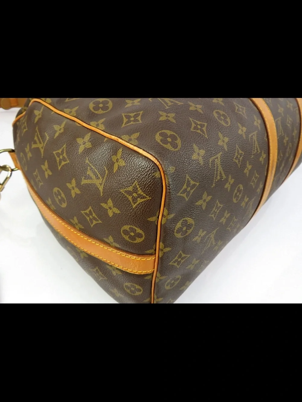 Louis Vuitton Brown Monogram Duffel with Tan Leather Trim